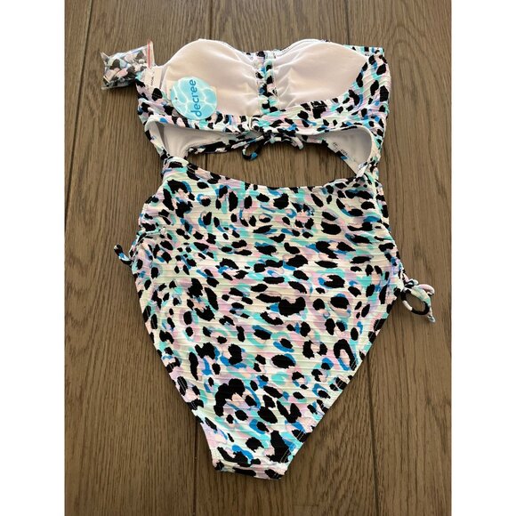 NWT Leopard Print One-Piece Swimsuit With Cutout Adjustable Straps & Medium Cove - Picture 2 of 7